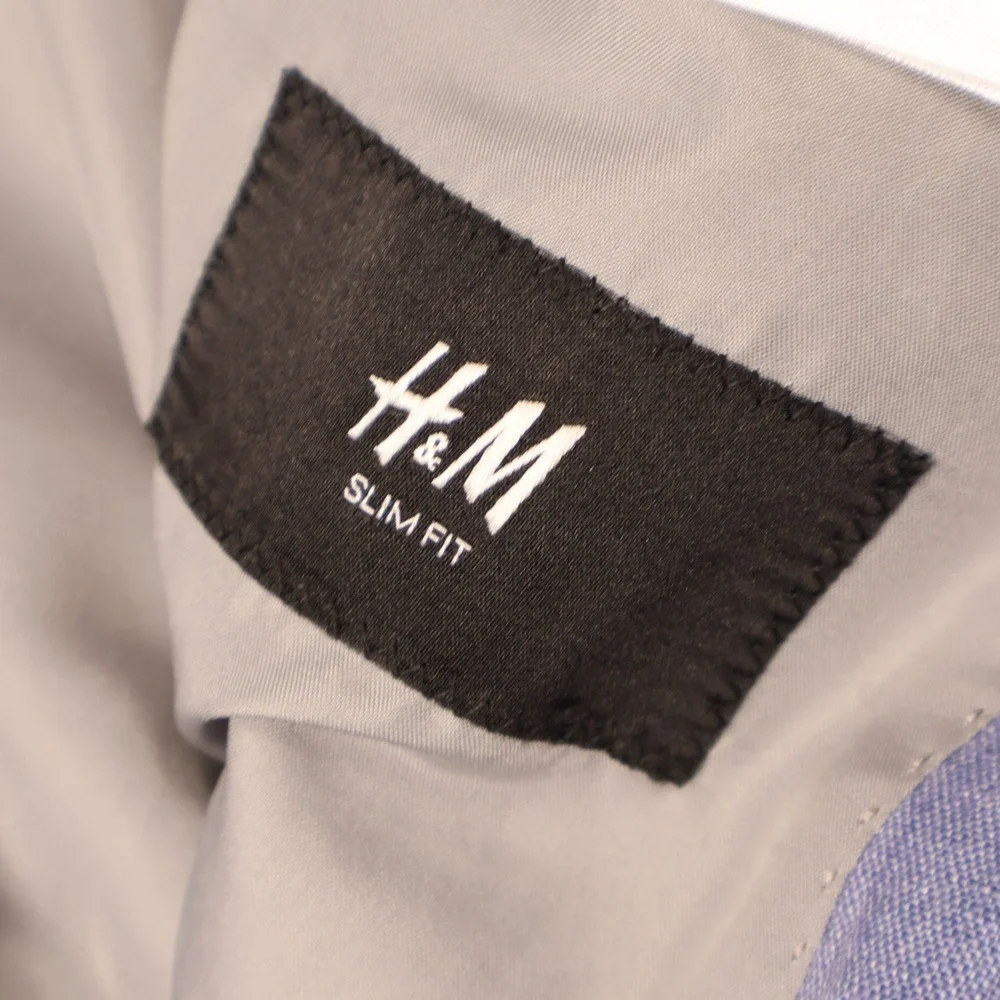 H&M Mens Blue 100% Linen Slim Fit Blazer Sport Coat 40R 0341234 3